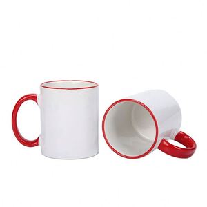 Tasse en céramique de 350 ml (11 oz) avec anse ronde, bord coloré, impression par sublimation d'images et de logos, emballage sécurisé - Product Image 5