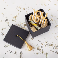Boîte d'emballage personnalisée pour chapeau de graduation, boîte noire d'expédition, emballage cadeau de graduation avec pompon