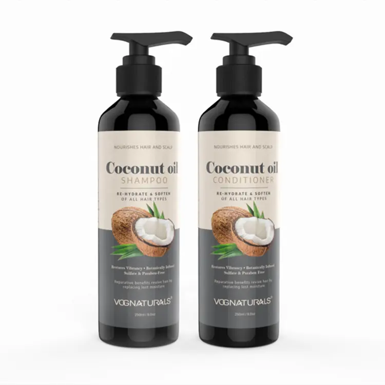 Private Label Natürliche gesunde Haar behandlung Pflegende Erweichung Kokosnuss öl Shampoo und Conditioner Set für alle Haar typen