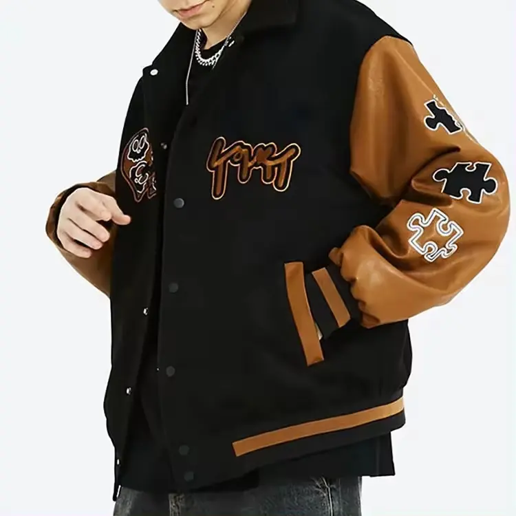 Venta al por mayor de chaqueta de béisbol de los hombres de moda de poliéster logotipo personalizado de impresión nuevo diseño de alta calidad varsities chaquetas bomber