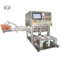 Machine semi-automatique à sceller les couvercles de gobelets de jus de yaourt à 4 têtes