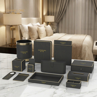 Ensemble de boîte à mouchoirs en cuir PU personnalisable pour chambre d'hôtel de luxe Changlong, avec bordure dorée en MDF, fabriqué à la main, articles écologiques