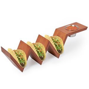 Plateau à tacos en <span class=keywords><strong>bois</strong></span> de bambou durable avec bols en acier inoxydable, parfait pour les fêtes et les médias sociaux - Product Image 1