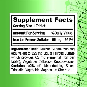Comprimés de fer 65 mg personnalisés OEM avec sulfate ferreux pour soutenir la production de globules rouges et l'état du fer – Supplément minéral - Product Image 2
