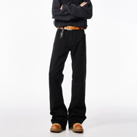 Jean en denim noir Machete pour homme, coupe bootcut, taille mi-haute, délavé moyen, style Y2K, coupe ample et slim, collection Printemps-Été, style urbain, vente en gros