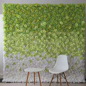 ฉากหลังดอกไม้แต่งงาน8FT 8FT สีเขียวลายดอกกุหลาบดอกไม้ประดิษฐ์ผนัง3D สำหรับตกแต่งแผงแบบม้วนขึ้น - Product Image 1