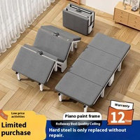 Lit de Sieste Convertible Moderne et Portable pour une Personne, Pliable pour la Maison, le Salon, l'Hôpital, l'École, avec Cadre Métallique et Tissu