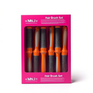 Set di spazzole per capelli MNJ, 12 pezzi, manico arancione con setole per lo styling e l'arricciatura - Product Image 3