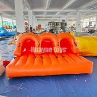Bateau gonflable UFO orange sur mesure, 6 personnes, 3,7x2,5m, pour remorquage en lac ou parc aquatique