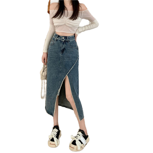 Jupe en jean asymétrique taille haute amincissante décontractée respirante mignonne et tendance pour <span class=keywords><strong>femme</strong></span>, nouvelle collection été 2026 Wangsheng - Product Image 5