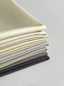 Tecido Tricotado Modal Mistura de Algodão Malha Canelada 4030s Elástico Macio Amigo da Pele 46,5% Modal Algodão + 7% Spandex - Product Image 1