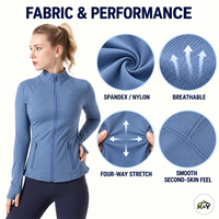 Veste de sport U-top pour femme grande taille, simple, respirante, séchage rapide, écologique, en Spandex/Nylon, unie, tendance, pour yoga et gym, fermeture intégrale devant