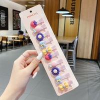 Aksesori rambut anak perempuan bayi klip, Korea lucu 10 buah Set desain campuran pegangan rambut anak bunga aster Set klip rambut