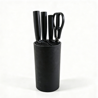 Ensemble de 5 couteaux de cuisine en acier inoxydable à haute teneur en carbone, lames antiadhésives avec manche en plastique, couteau de chef écologique