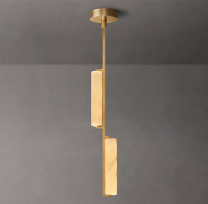 Round Spanish Alabaster Pendant Light for Living Room Bedroom Hotel Modern Minimalist Luxurious Staircase Copper Chandelier - Product Image 5