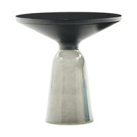 Hochwertiger Luxuriöser Moderner Runder Couchtisch - Rauchglas-Marmor-Tischplatte mit Goldenem Gestell Wohnzimmermöbel