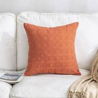 Housse de coussin carrée à carreaux tridimensionnels en fibre de polyester de couleur unie ; Coussin de canapé ; Coussin de fenêtre moderne et simple