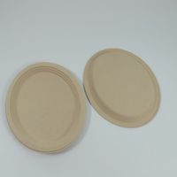 Teanhe P020 Ensemble de vaisselle jetable 100% biodégradable, assiettes ovales de 10 pouces en pulpe de bagasse compostable pour mariage