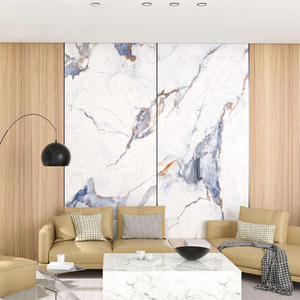 Plaque de marbre PVC haute brillance grand format, panneau mural en marbre artificiel pour revêtement mural de villa et d'hôtel - Product Image 4