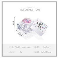 JTING Nouveau Populaire 9 couleurs Gel Polish Caoutchouc Brillant à Haute Pigmentation avec Paillettes en Flocons, Personnalisable OEM, Pots de 5g