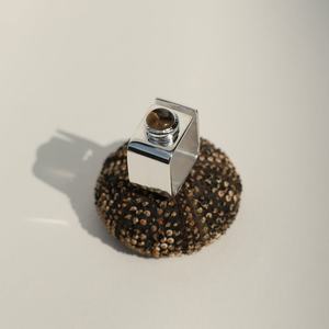 Unisex 316L Stainless Steel Geometric Gemstone Ring Open Band <b>Square</b> Setting Cabochon Stone <b>Adjustable</b> Minimalist Statement - Product Image 3