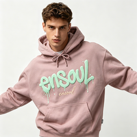 Sweat à capuche surdimensionné en molleton épais French Terry avec épaules tombantes, imprimé en relief, style streetwear américain, personnalisé avec motif pierre enzymatique, pour homme