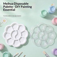 Palette ronde jetable en plastique motif fleur de prunier pour peinture d'enfants, plateau de peinture à l'aquarelle et à la gouache sans lavage