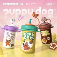 Bouteille d'eau en gros pour enfants, motif dessin animé mignon, avec paille, sans BPA, en acier inoxydable 304, tasse scolaire pour enfants, logo personnalisé
