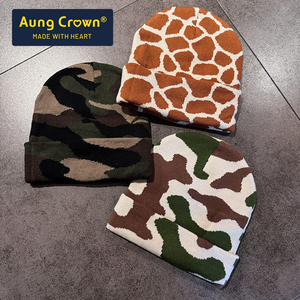 Bonnet tricoté à revers motif camouflage animalier, en gros, en stock, avec logo personnalisé, OEM, pour l'extérieur, accessoire de mode, direct usine - Product Image 3