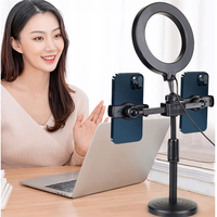 Support de téléphone trépied pour photographie avec anneau lumineux LED en plastique de 6 pouces, lumière d'appoint à luminosité réglable, design portable, vente en gros