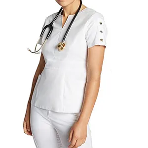 Özel kadın ve erkek hemşire laboratuvar önlüğü beyaz tıbbi giyim üniforma tasarımları hastane personeli için