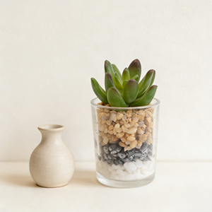 <span class=keywords><strong>Echeveria</strong></span> Artificial en Maceta de Vidrio Pequeña, Planta Suculenta Artificial, Loto de Jade, para Decoración de Hogar, Oficina y Escritorio - Product Image 3