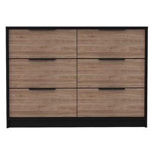 Longhill <b>6</b>-<b>Drawer</b> Rectangle Dresser Model D0100H57JSJ in Black Wengue and Pine Material - Product Image 4