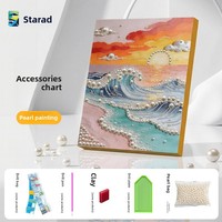 Nouvelle Peinture Diamant DIY Faite à la Main Paysage Château en Bord de Mer à Coller à la Main Cadre en Bois Massif Rectangulaire Décoration Murale Salon