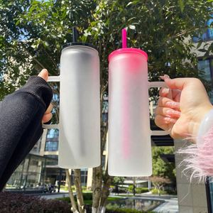Tazas de vidrio rectas esmeriladas transparentes de 20 oz para sublimación, con asa, para envolturas UV DTF, desde almacén de EE. UU. - Product Image 5