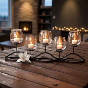 Portavelas de cristal negro de Metal decorativo nórdico moderno de latón AK para iluminación decorativa Diwali Navidad - Product Image 2