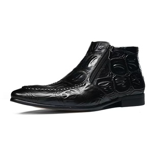 Bottes de travail montantes pour hommes, nouveau style 2025, en cuir véritable, antidérapantes, pour l'automne, à bout pointu, semelle extérieure en caoutchouc - Product Image 2