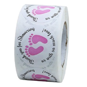 Rollo de pegatinas con huellas de bebé, decoraciones de papel con impresión digital para fiesta de baby shower - Product Image 1