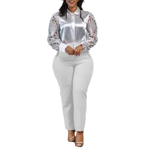 Dernier modèle de vêtements pour femmes africaines Pantalon de tailleur taille haute Harem Elegent Pantalon de bureau formel pour femmes