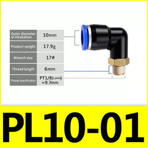 Conector de codo <span class=keywords><strong>PL</strong></span> de 90 grados, rosca macho, codo de <span class=keywords><strong>pl</strong></span>ástico, accesorio neumático, accesorios de aire de latón - Product Image 5