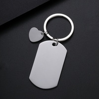 Blanko Edelstahl-Schlüsselanhänger mit Glänzender Spiegeloberfläche Individueller Metall-Schlüsselring mit Herzanhänger für DIY Lasergravur UV-Druck