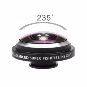 Kit d'objectif pour smartphone, bague en verre, 235 degrés, super fisheye