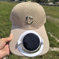 Gorra de Béisbol de Verano con Ala Extendida, Transpirable, Protección Solar, con Ventilador de Carga Solar, 100% Poliéster, Unisex