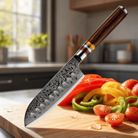 Damascus staal handgeslepen modern minimalistisch houten ambidextere keukenmes groentenmes visfileermes
