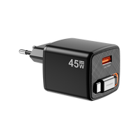 Pengisi daya ponsel USB 45W GaN, adaptor pengisi daya cepat QC3.0 dapat ditarik untuk Laptop EU OVP PD 3.0