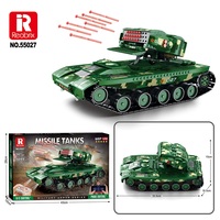 Reobrix 55027 1449 Parça RC Füze Tankı Yapım Seti, 2.4GHz RC, Bluetooth Uygulama Kontrolü ve LED Işıklar, Askeri Zırh Modeli