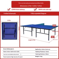 Table de ping-pong pliable d'intérieur avec roues, modèle standard de compétition pour un joueur, vente en gros
