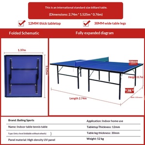 <span class=keywords><strong>Table</strong></span> <span class=keywords><strong>de</strong></span> ping-pong pliable d'intérieur avec roues, modèle standard <span class=keywords><strong>de</strong></span> compétition pour un joueur, vente en gros - Product Image 5