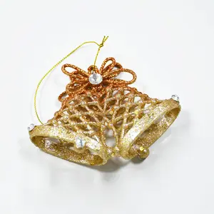 celebration supplies plastic gold bell hanging ornaments for festival decorations