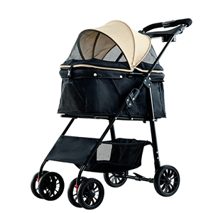 <span class=keywords><strong>Poussette</strong></span> de luxe <span class=keywords><strong>pour</strong></span> <span class=keywords><strong>petit</strong></span> <span class=keywords><strong>chien</strong></span>, design pliable et portable, tissu confortable, 4 roues et panier de rangement amovible - Product Image 3